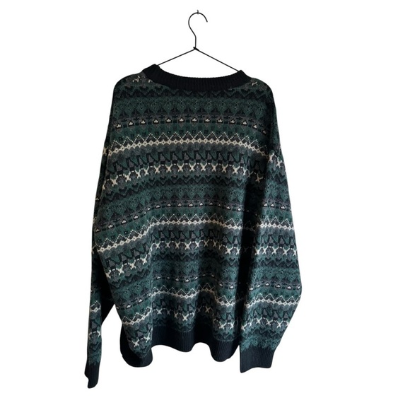 Closed Wool Crewneck Fair Isle Sweater Fern Green XL - Picture 8 of 12